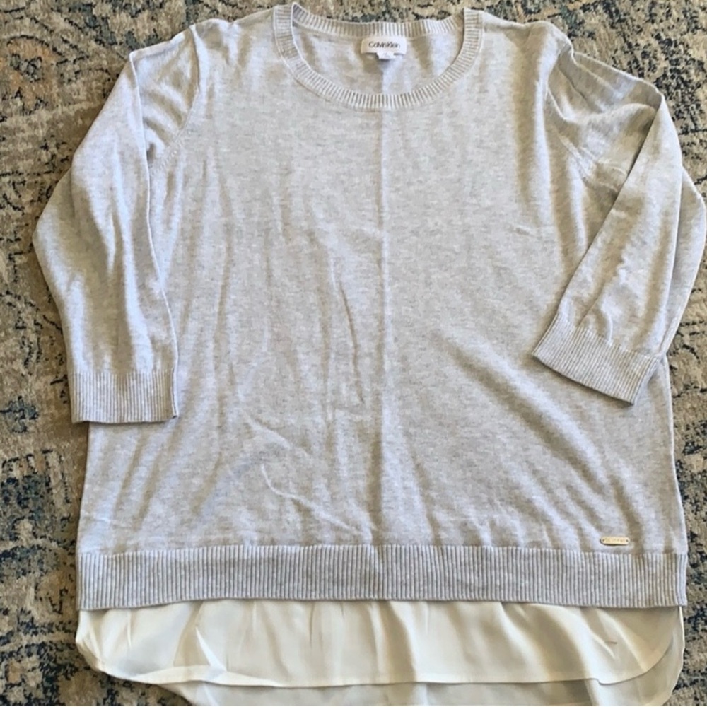 Calvin Klein Light Gray Layered Sweater